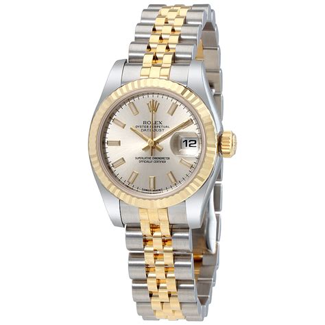 rolex with gold and silver band|18k gold watch band.